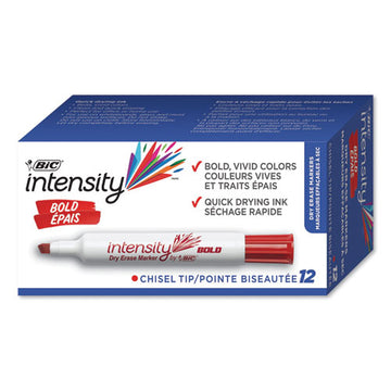BIC® Intensity Bold Tank-style Dry Erase Marker, Broad Chisel Tip, Red, Dozen freeshipping - TVN Wholesale